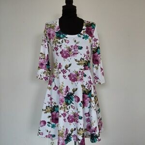 NWT Toms Ware Purple Rose Skater Fit Flare Dress M